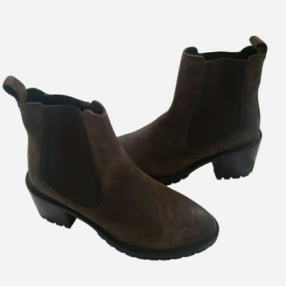 Thursday Boot Co Brown Suede Chunky Heel Chelsea Boots 5.5 Distressed Everyday - Picture 4 of 16